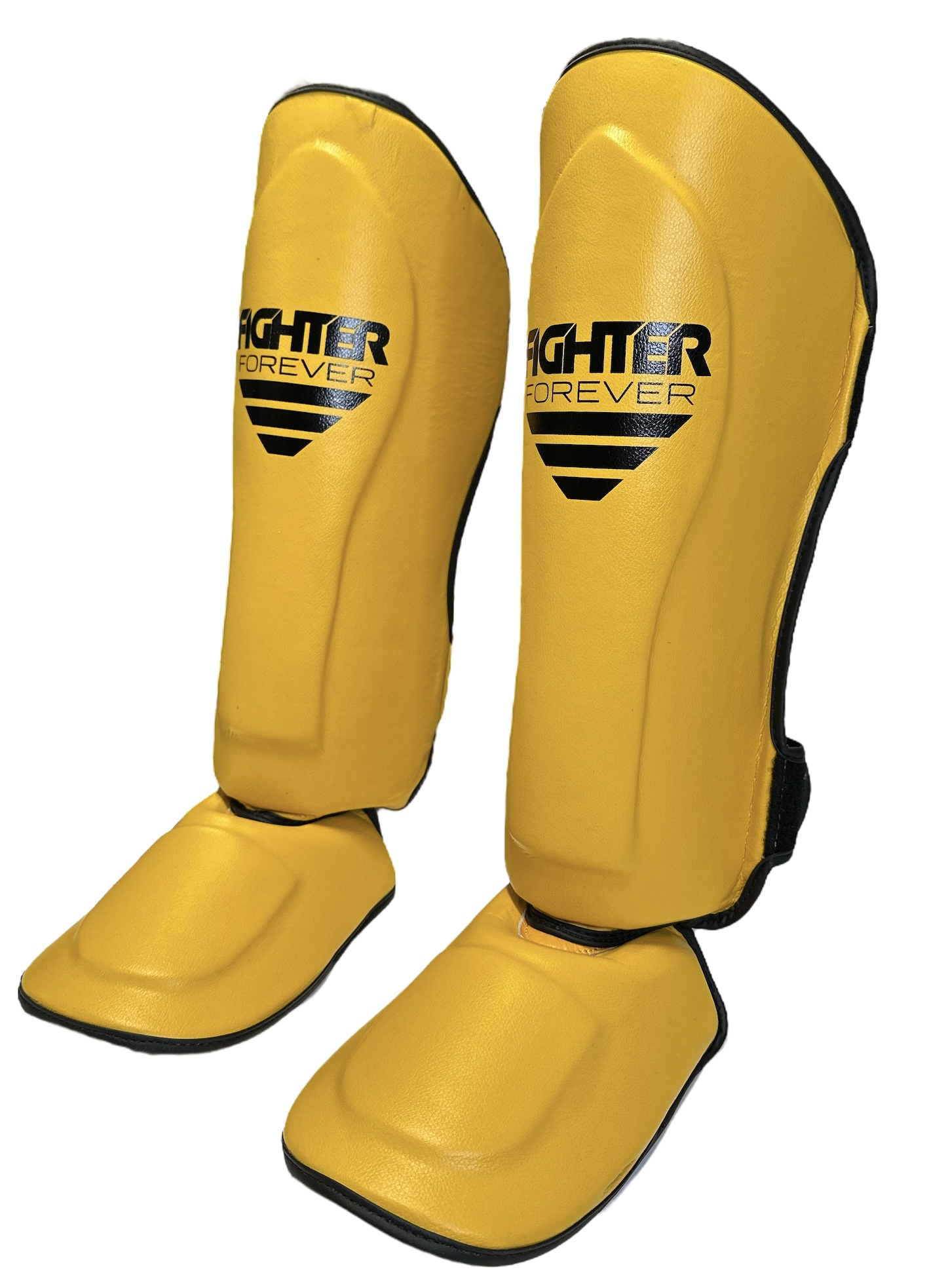 Osta Fighter Forever EVO Säärisuojat KELTA-MUSTA Thainyrkkeilykaupasta