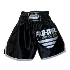 Osta Fighter Forever Thainyrkkeilyshortsit MUSTA-HOPEA Thainyrkkeilykaupasta