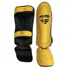 Osta Fighter Forever EVO Säärisuojat KELTA-MUSTA Thainyrkkeilykaupasta